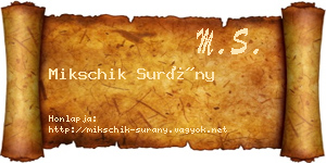 Mikschik Surány névjegykártya